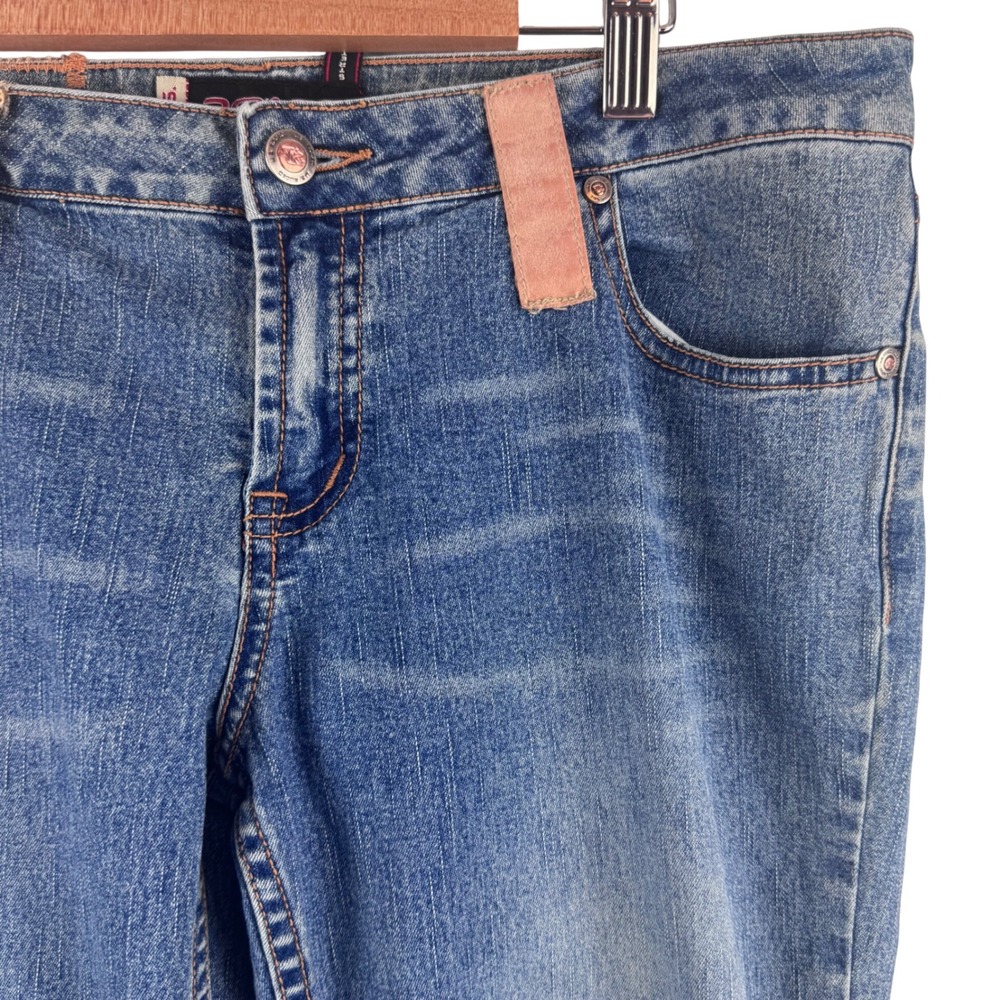 U.S. Rodeo Flare Jeans Womens 11/12 Blue Patchwork Tapestry Boho Low Rise Denim